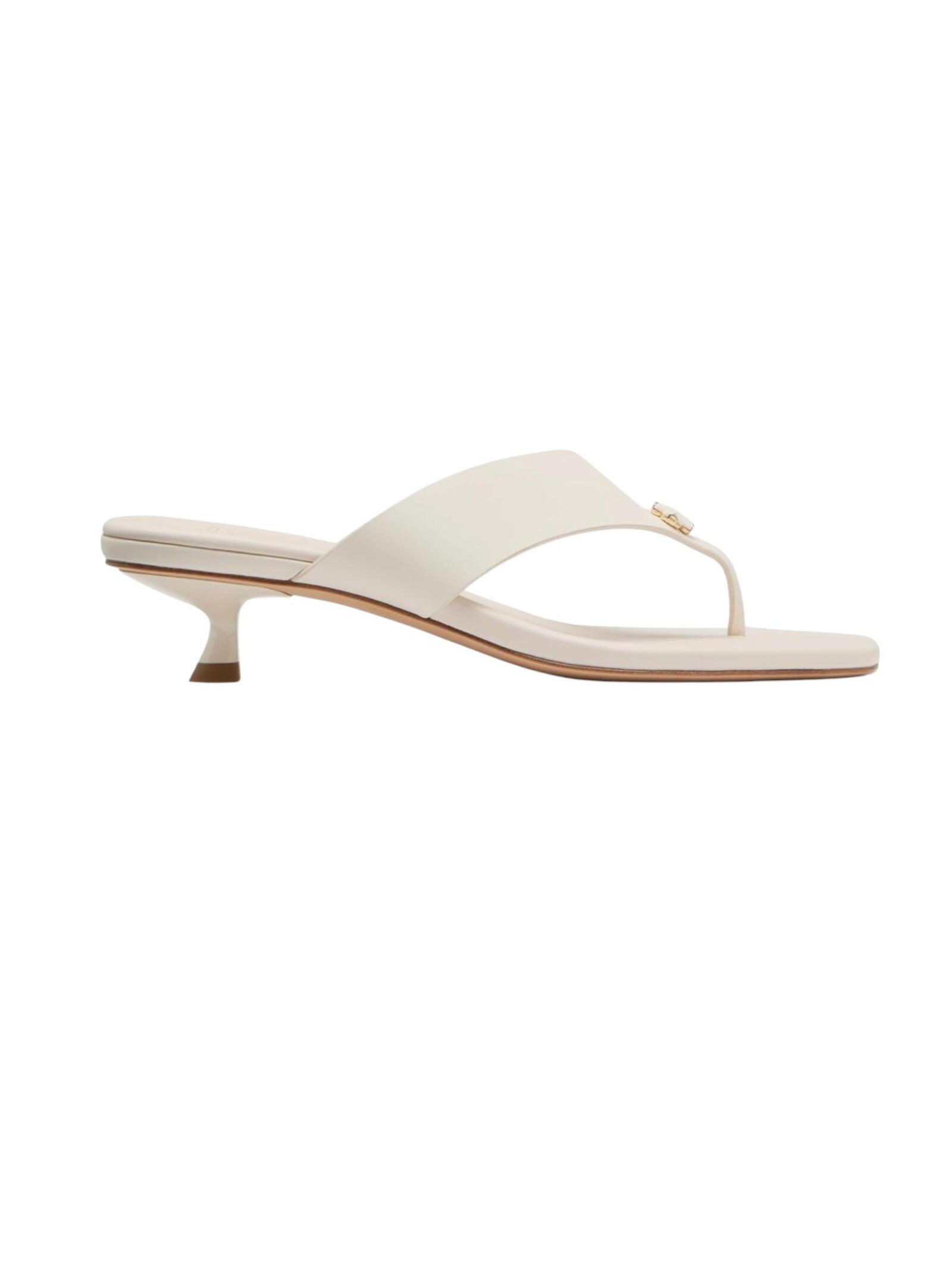 Kate Spade N Y Spade Flower Heel Sandal Cream Smooth Leather | Size 6.5 | Nib